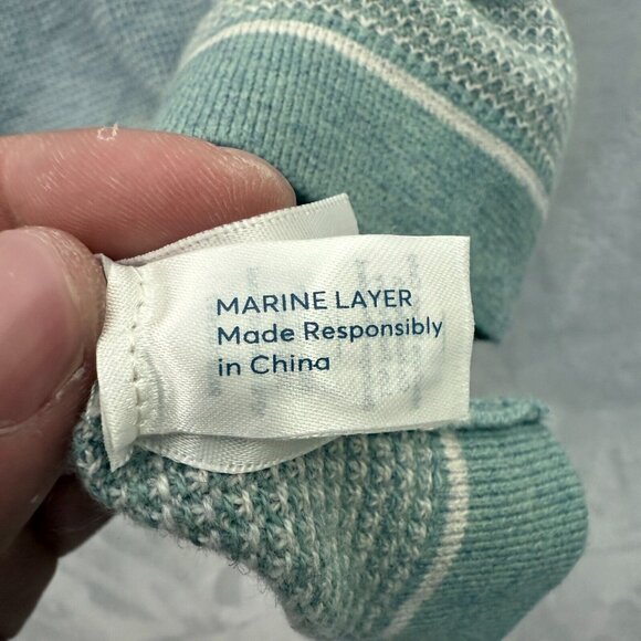 Marine Layer Wyatt Polo Shirt Mens M Blue Knit Merino Wool Blend Stretch Pocket - Picture 5 of 11